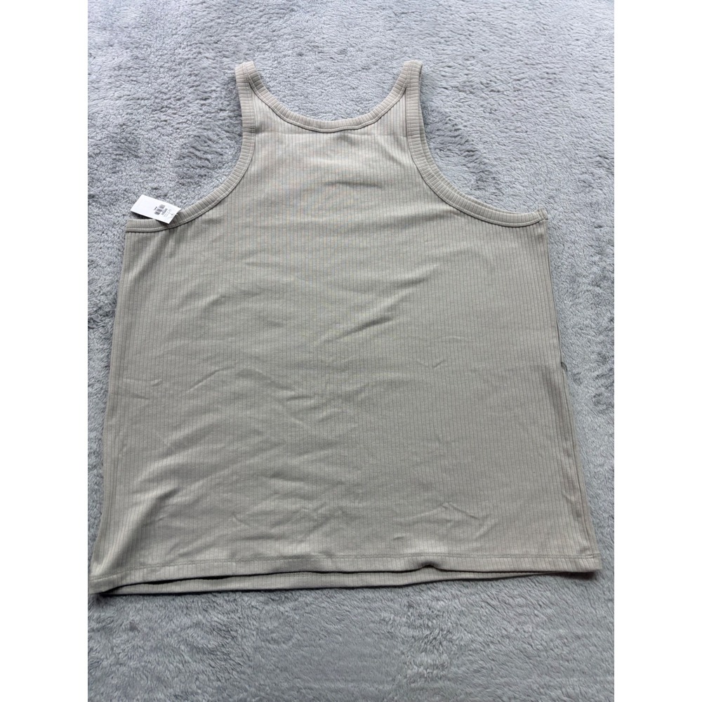 GAP Mens XXL Ribbed Tank Top Beige Tan Sleeveless Scoop Neck Basic New - Picture 3 of 6